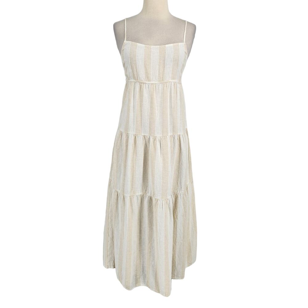 Cloth & Stone Striped Tiered Linen Blend Maxi Dress  - Cottage Boho Western